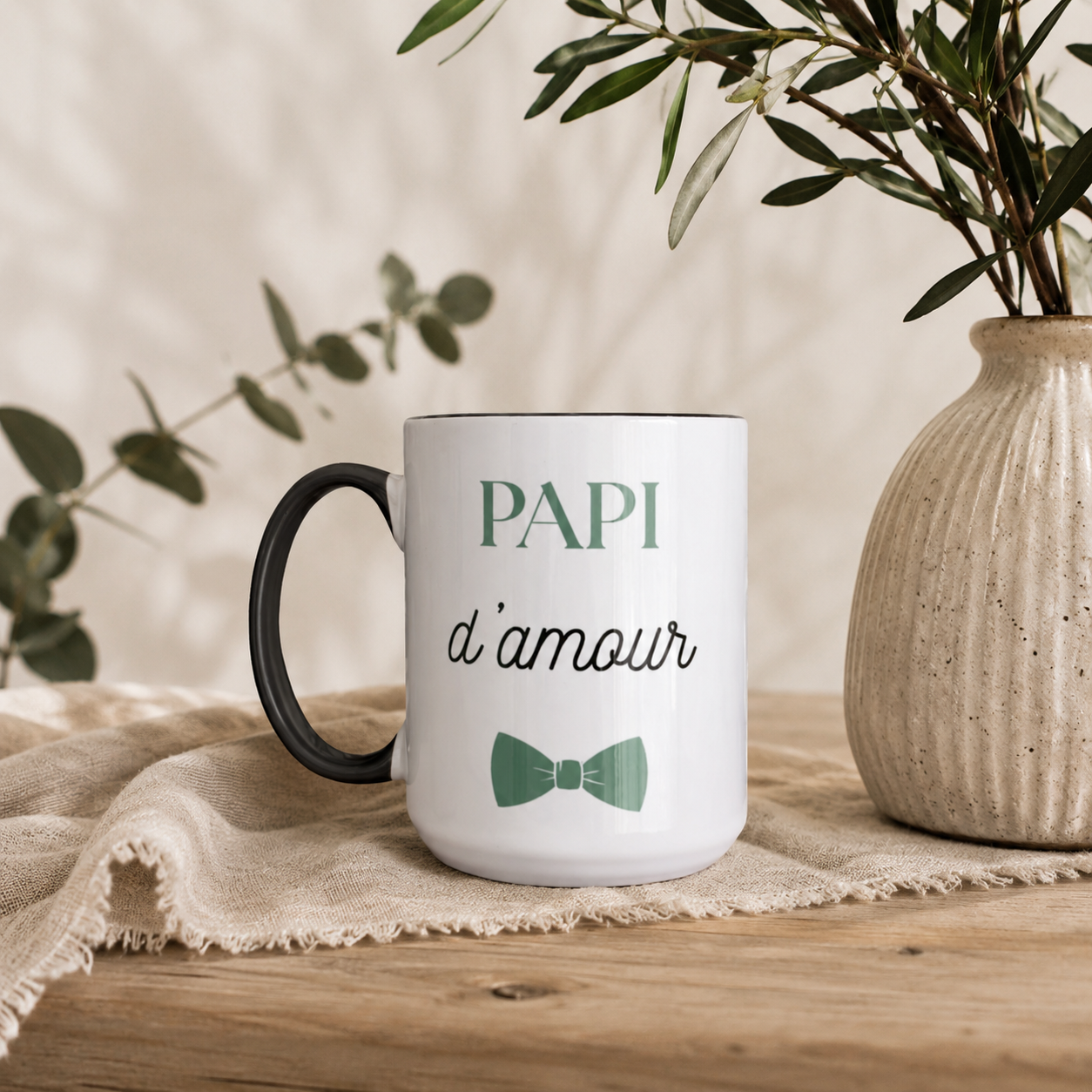 Mug personnalisé pour papa, papy, parrain et mari avec prénom, cadeau fait main livré en France