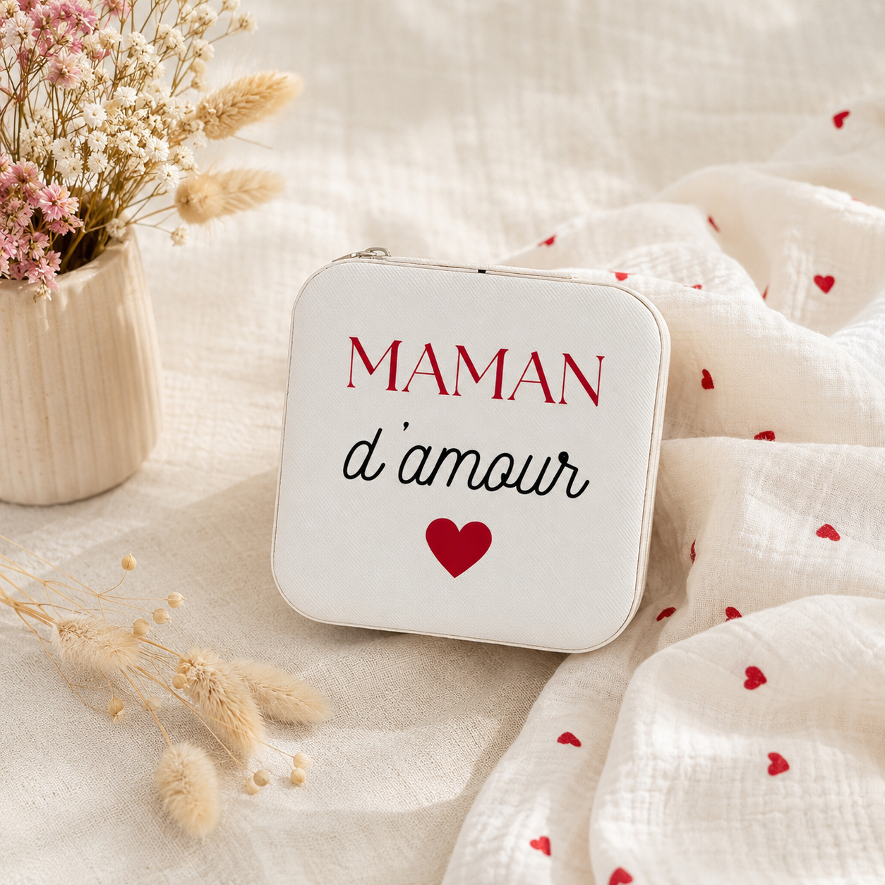 Boîte à bijoux personnalisée avec prénom fille, cadeau anniversaire, Noël et naissance, fait main livré en France