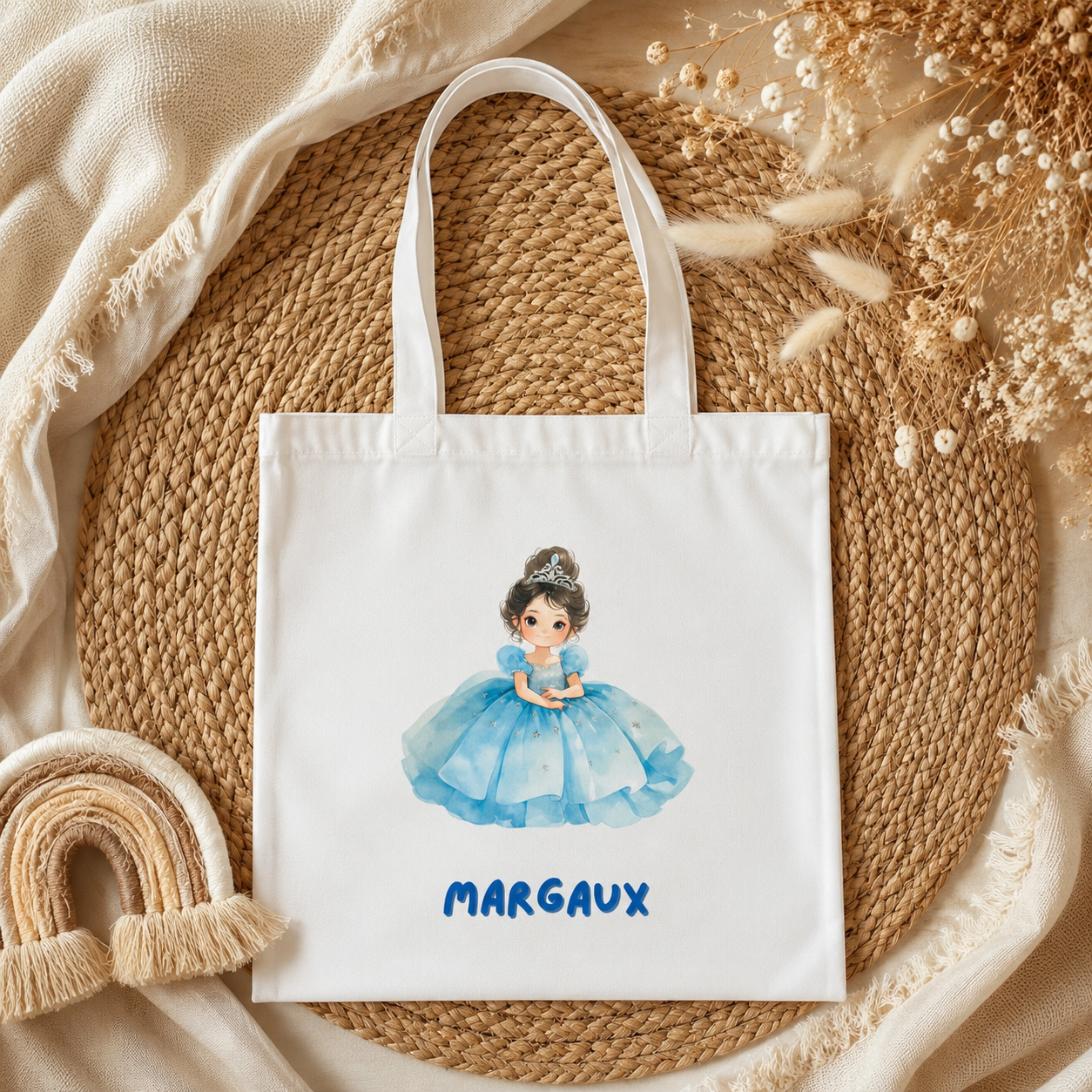 Tote bag personnalisé avec prénom enfant, sac maternelle et école fait main, cadeau original livré en France