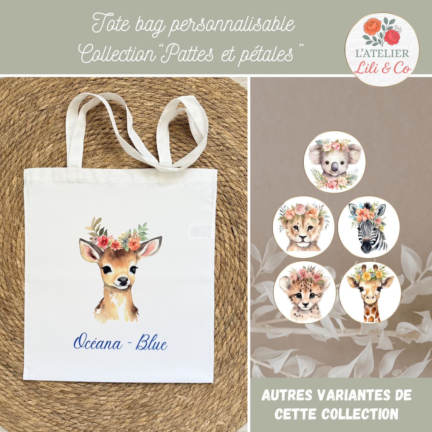 Tote bag collection "Pattes et pétales"