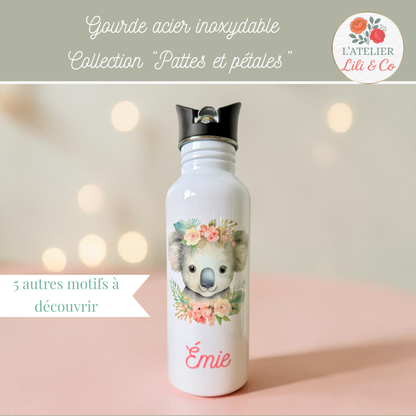 Gourde personnalisée, collection "Pattes et pétales"
