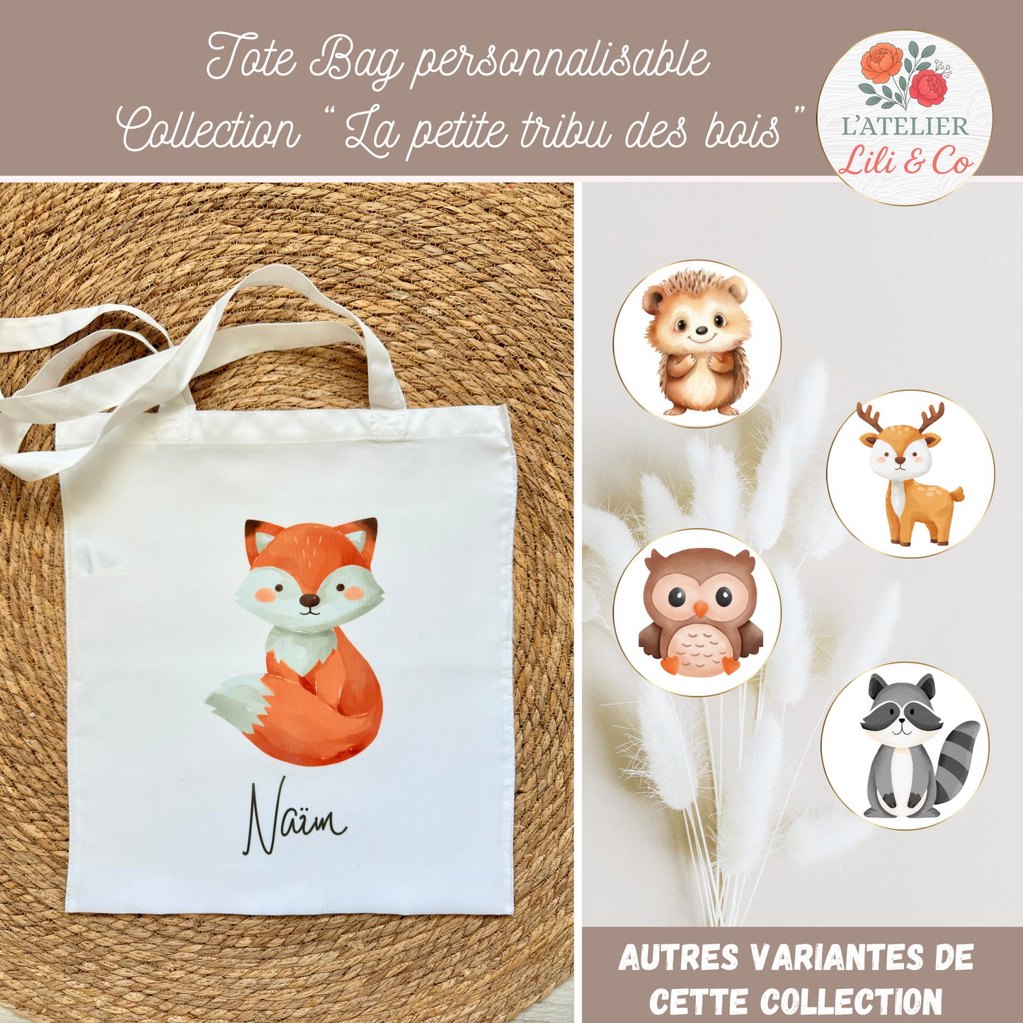 Tote bag collection "La petite tribu des bois"
