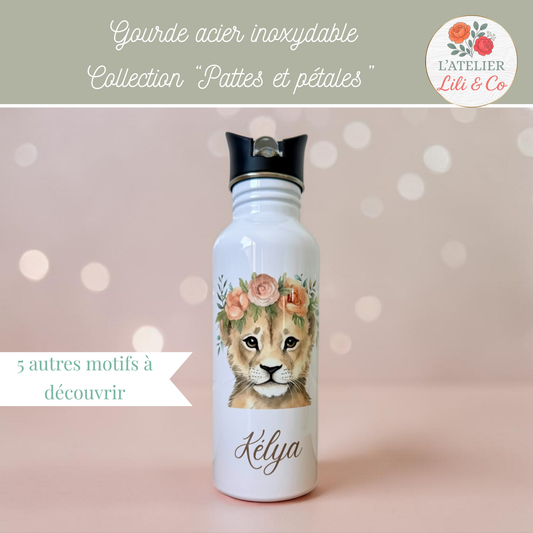 Gourde personnalisée, collection "Pattes et pétales"