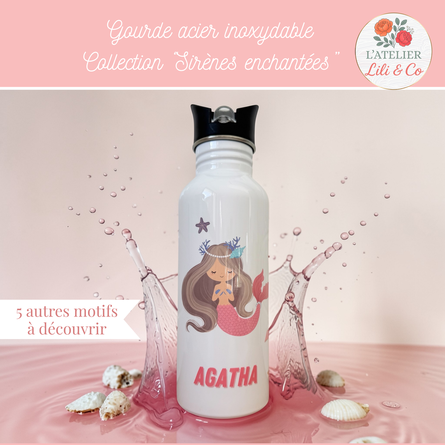 Gourde personnalisée, collection "Sirènes enchantées"