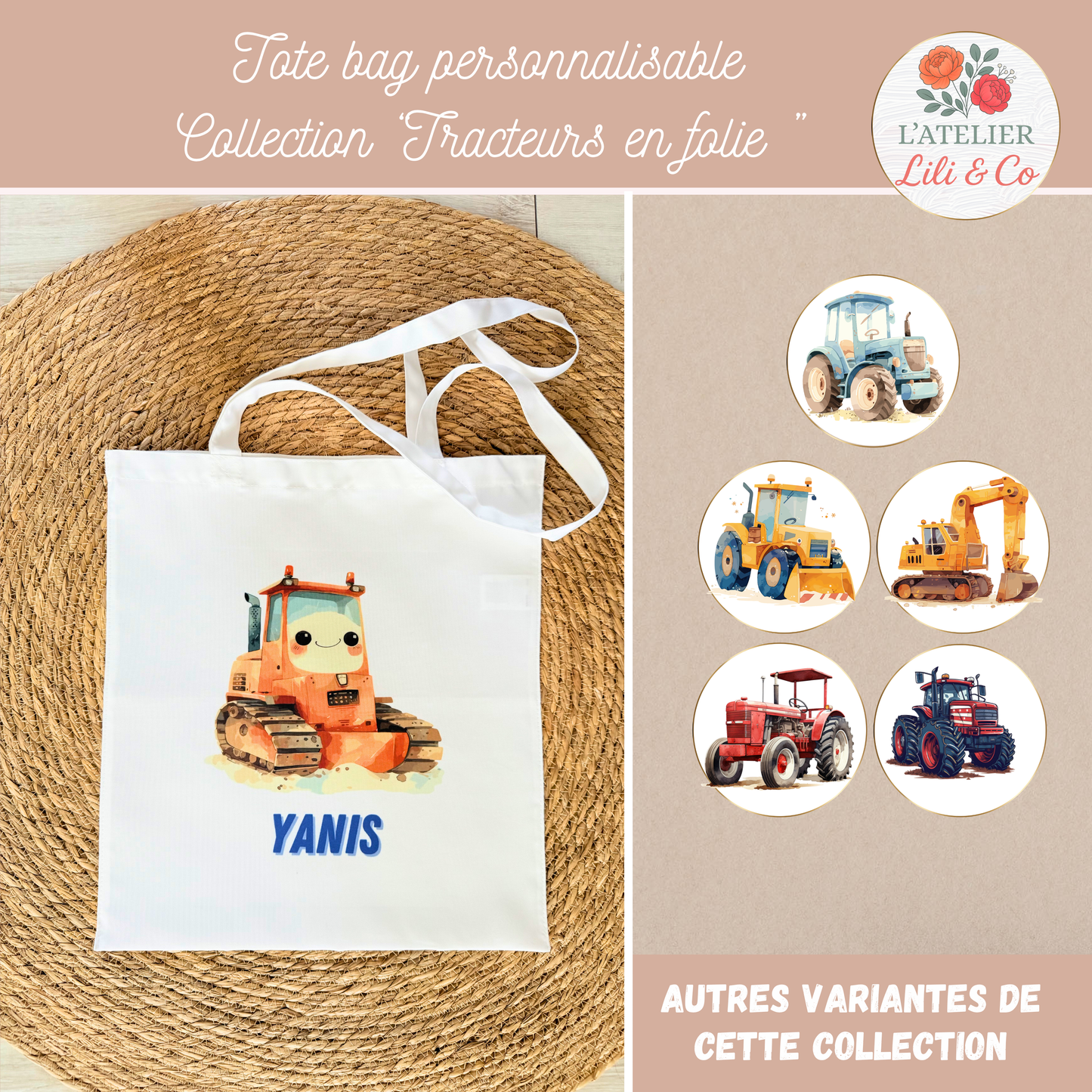 Tote bag collection "Tracteurs en folie"