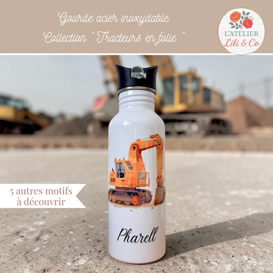 Gourde personnalisée, collection "Tracteurs en folie"