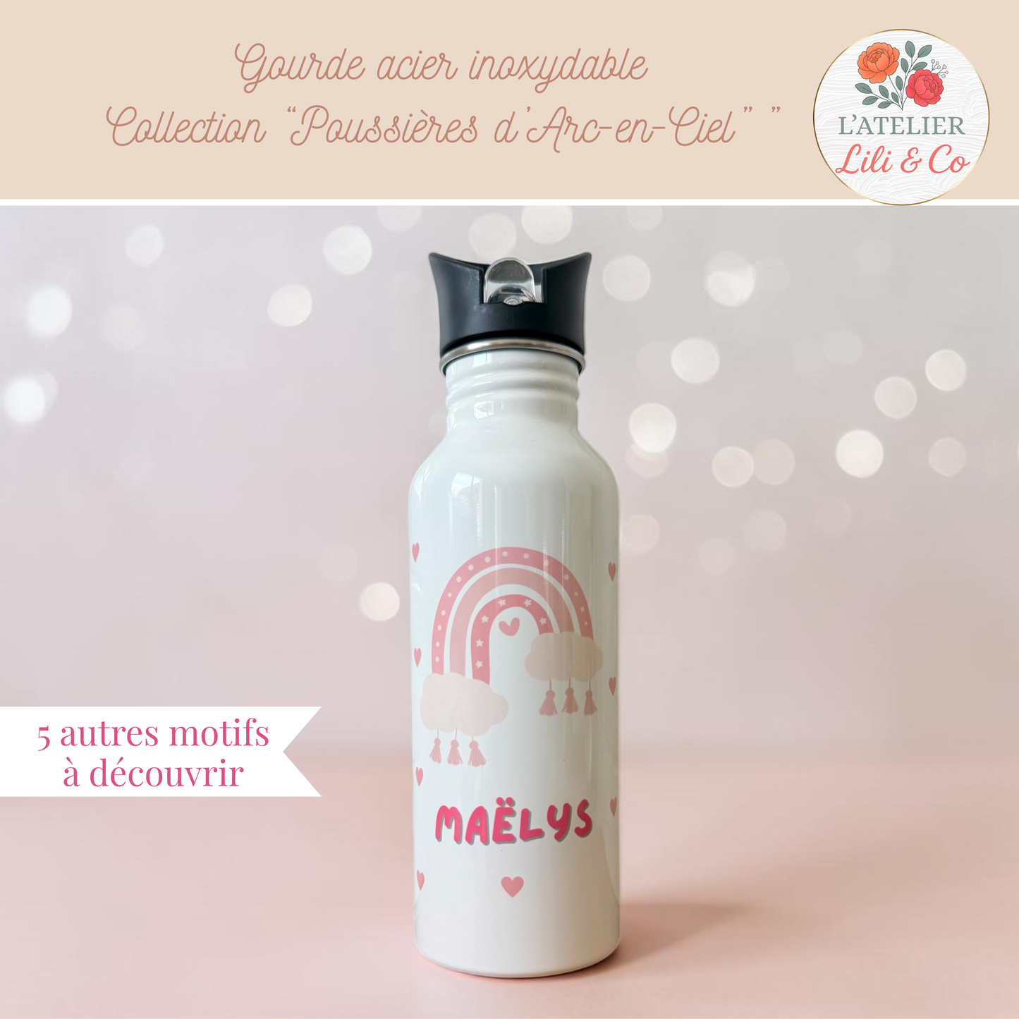 Gourde personnalisée, collection "Poussières d'Arc-en-ciel"