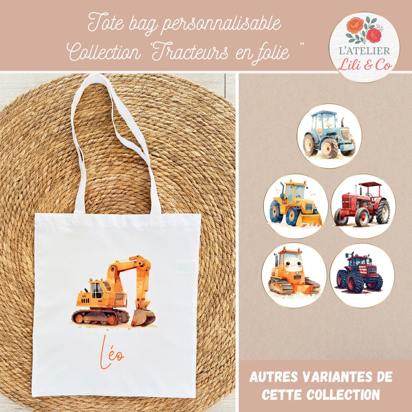 Tote bag collection "Tracteurs en folie"