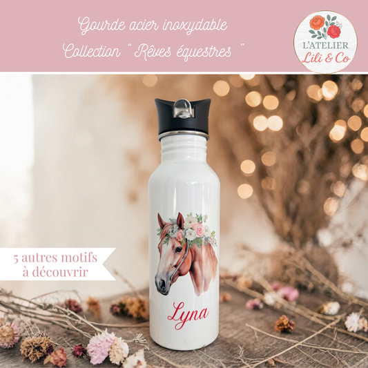 Gourde personnalisée, collection "Rêves équestres"