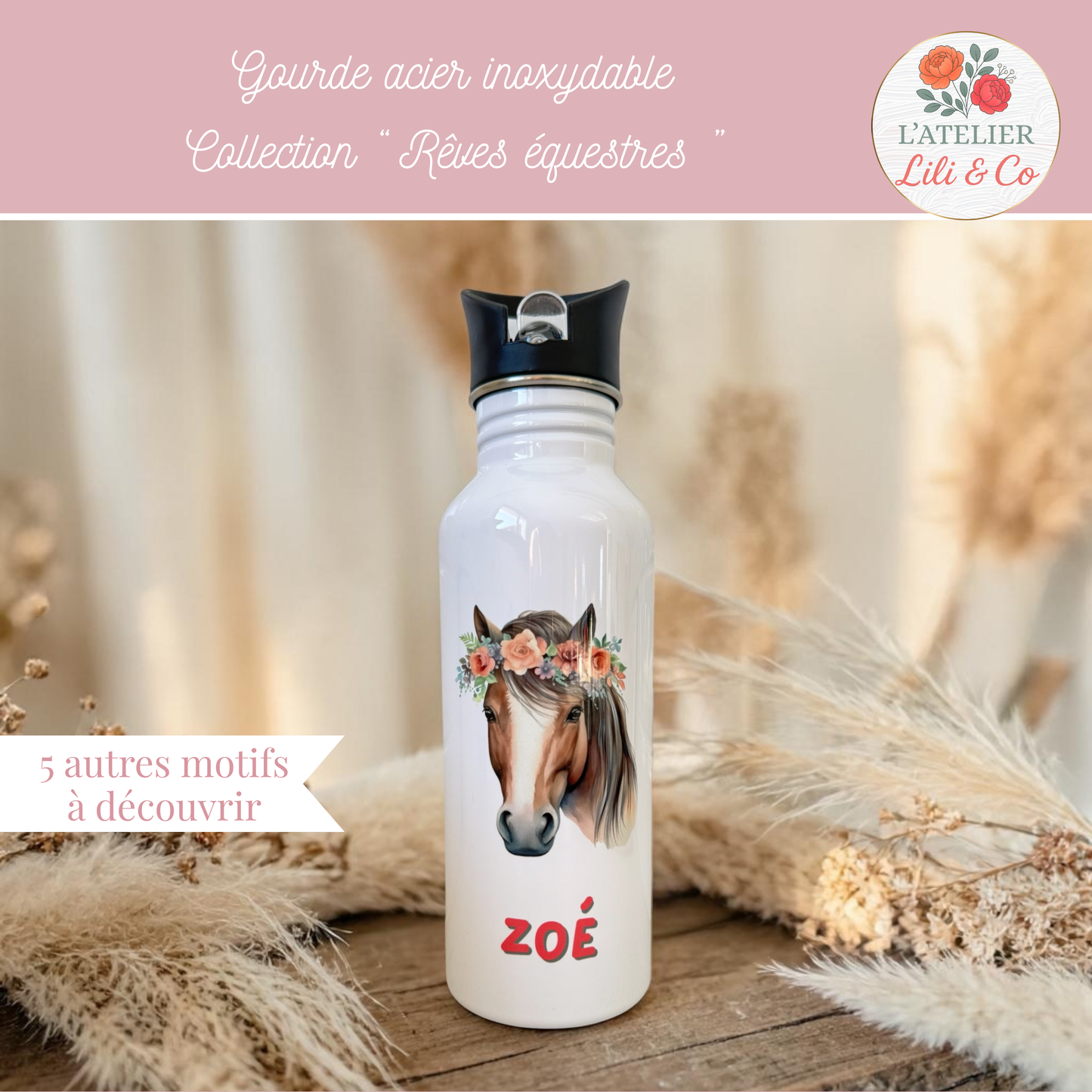 Gourde personnalisée, collection "Rêves équestres"