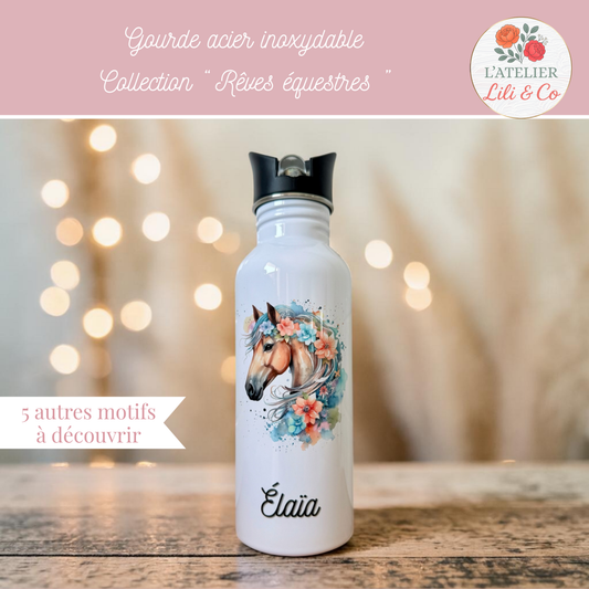 Gourde personnalisée, collection "Rêves équestres"