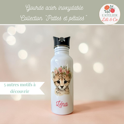 Gourde personnalisée, collection "Pattes et pétales"