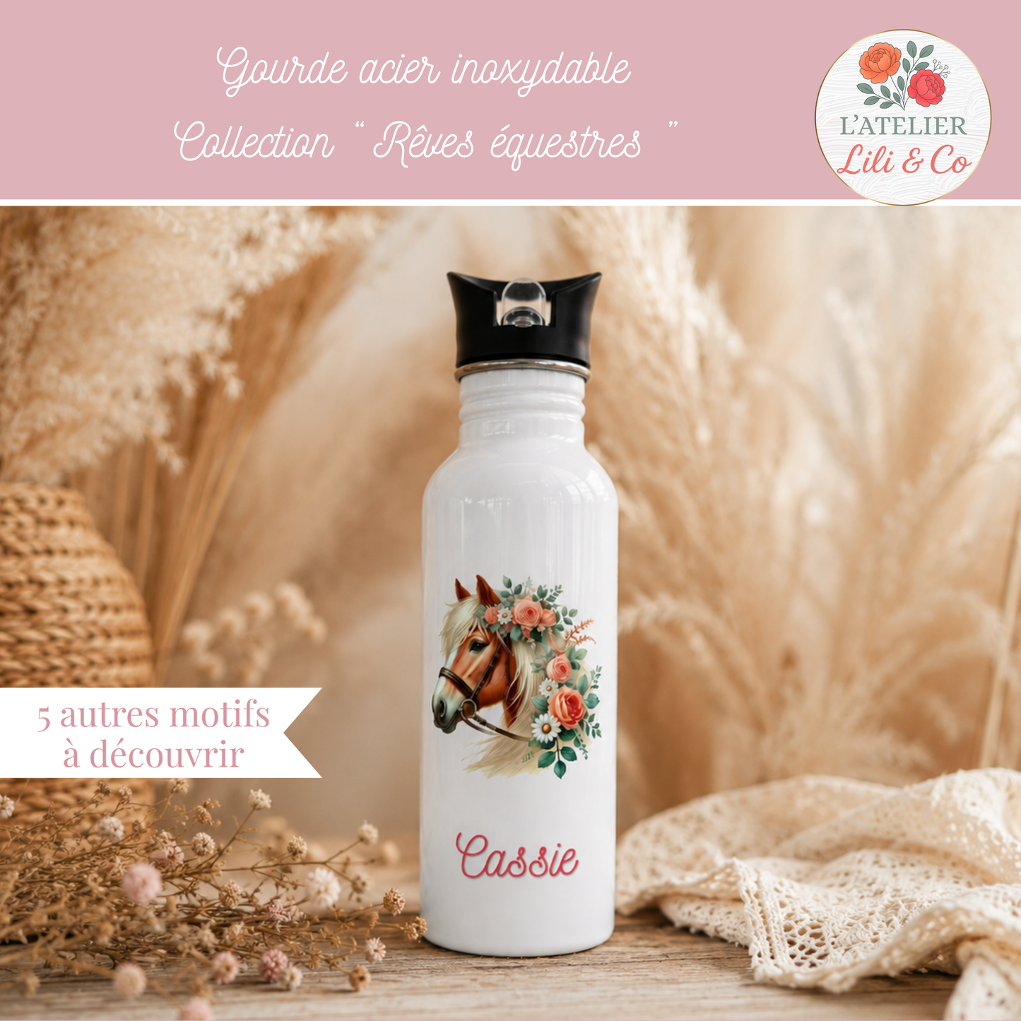 Gourde personnalisée, collection "Rêves équestres"