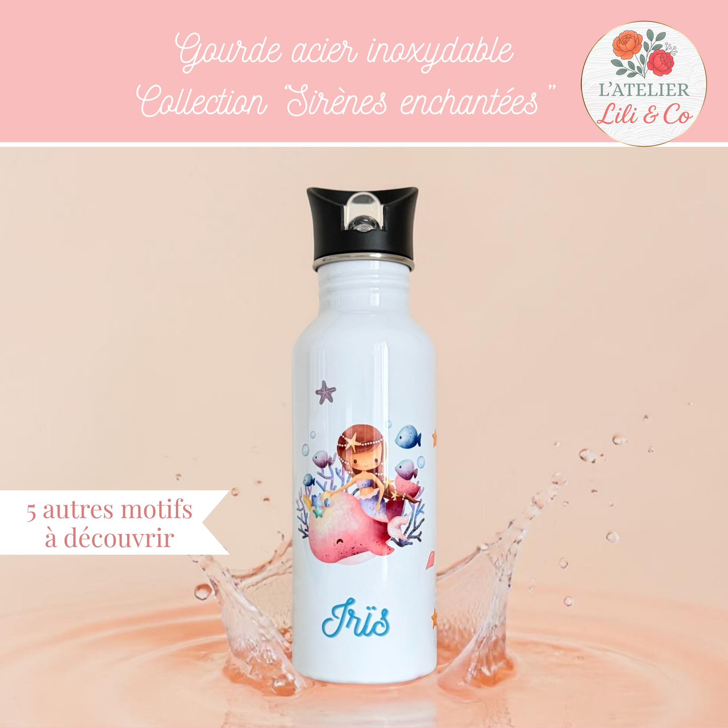 Gourde personnalisée, collection "Sirènes enchantées"