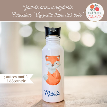 Gourde personnalisée, collection "La petite tribu des bois"