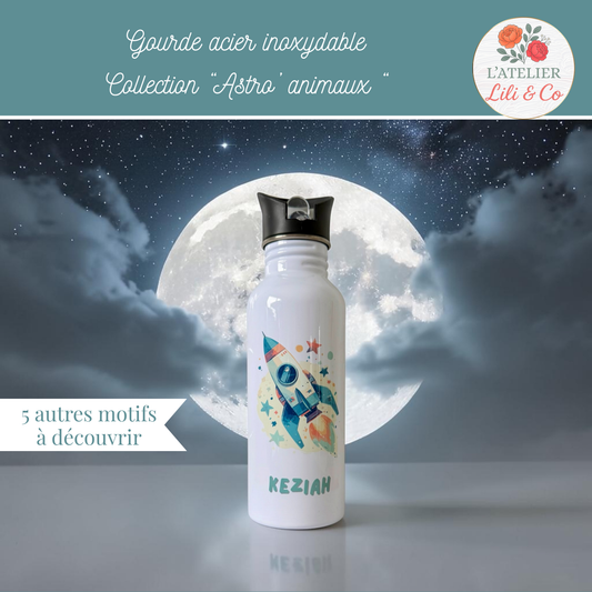 Gourde personnalisée, collection "Astro'animaux"